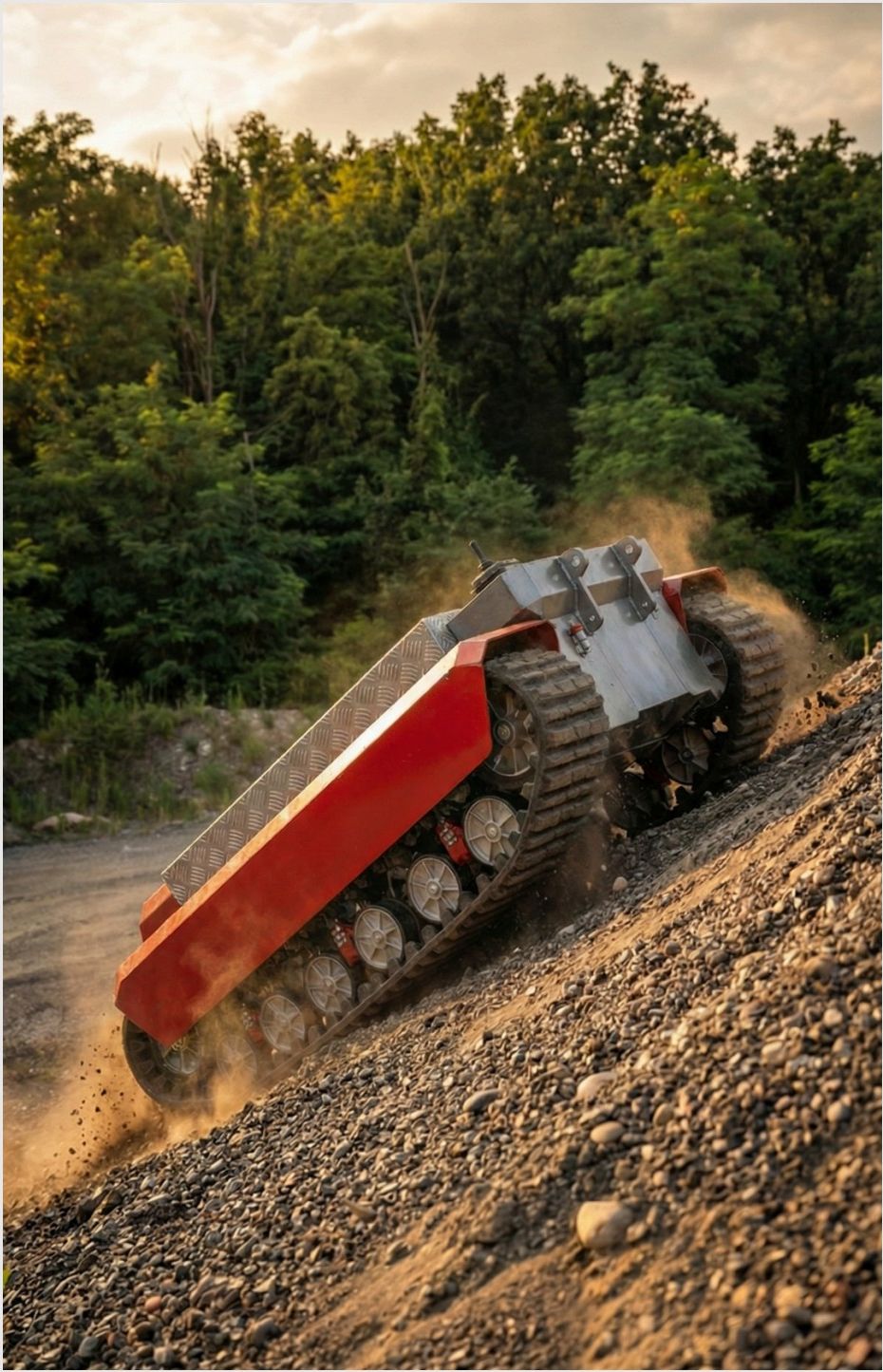EVRAN-X ascending a steep gravel embankment